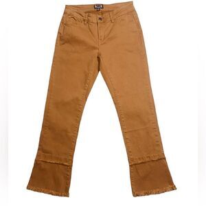 A.Z.I. Audrey Sz 4 Orange Bootcut Stretch Mid Rise Double Hem Frayed Denim Jeans